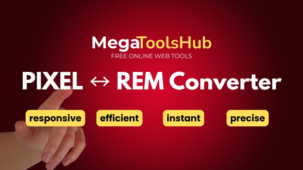 MegaToolsHub Pixel to REM Converter tool banner with abstract red background