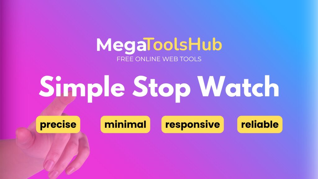MegaToolsHub Simple Stop Watch tool banner with abstract purple and blue gradient background