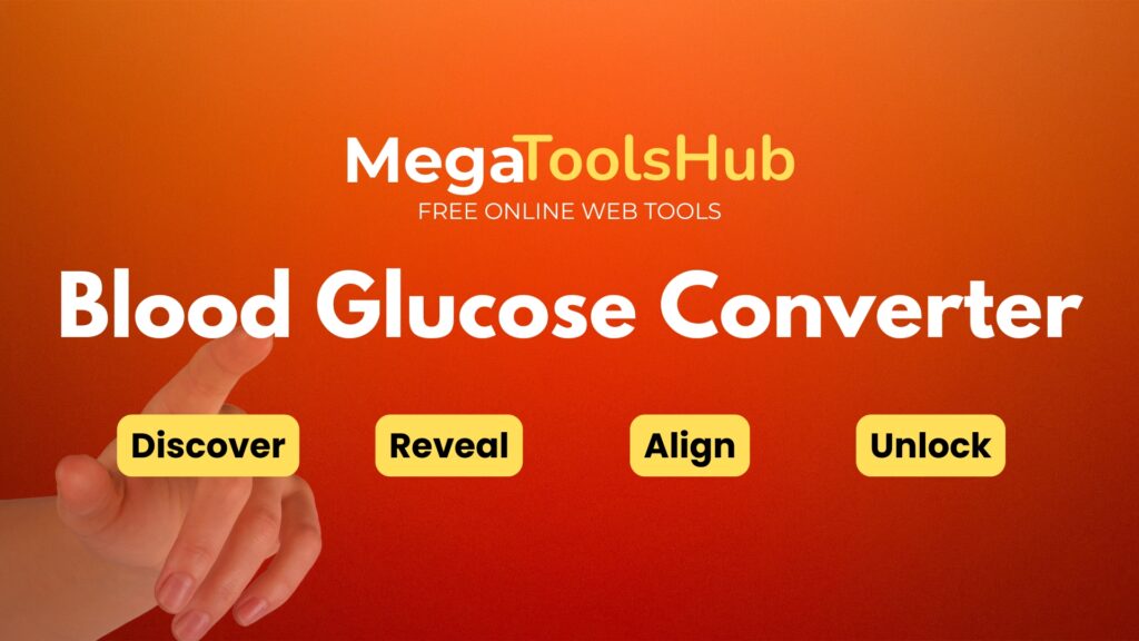 MegaToolsHub Blood Glucose Converter tool banner with abstract orange background